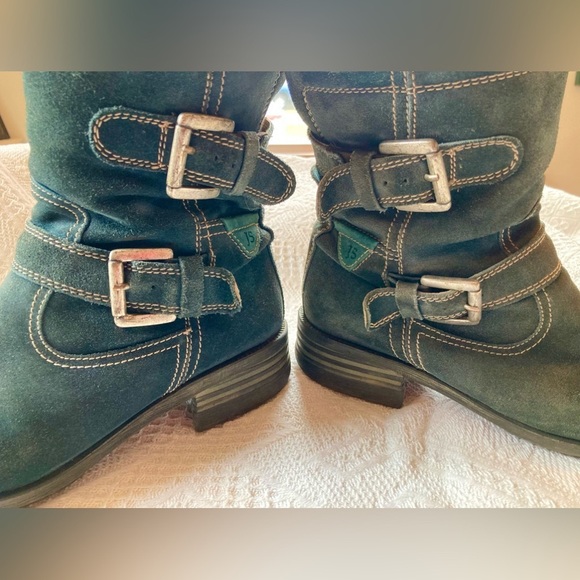 Turquoise Suede Boots Sz 39 - Picture 3 of 7